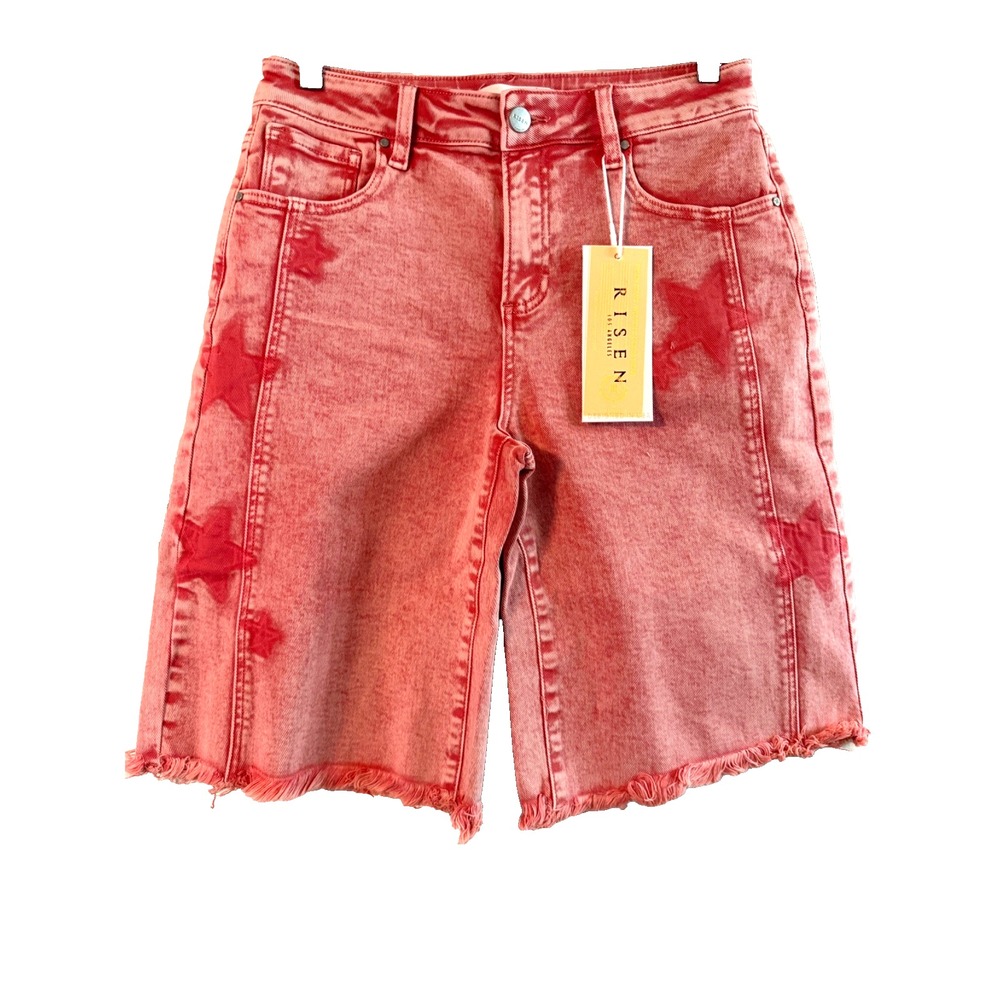 RISEN Bermuda denim shorts NWT SZ M Taffy with Stars Impact